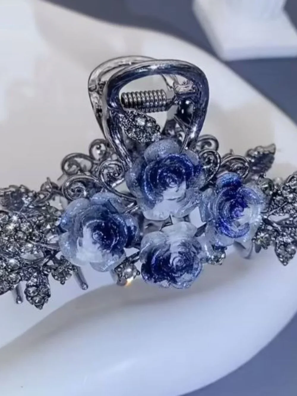 Blue Rose Rhinestone Hair Claw Clip Butterfly Hair Accessories